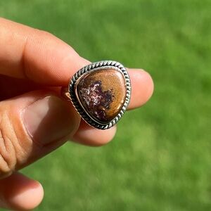 Very Rare Copper Agate Silver Ring